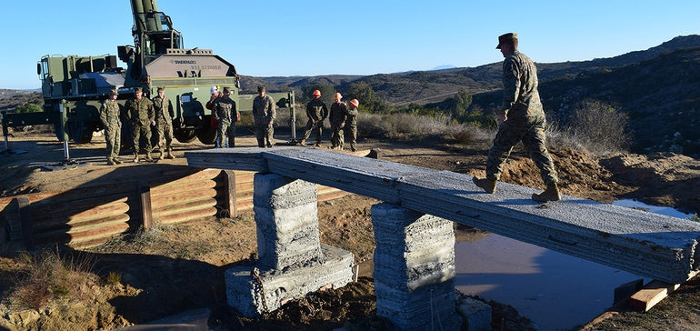 Marines 3D-print concrete footbridge in field
