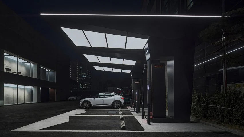 Morphosis designs sleek electric vehicle charging stations for Genesis