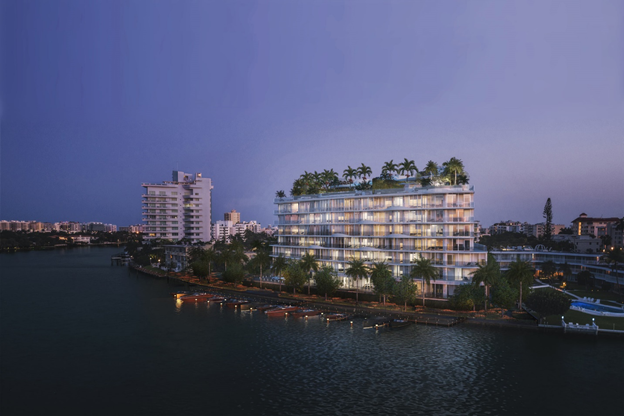 El edificio de condominios boutique de lujo, diseñado por Arquitectonica y situado junto a la bahía de Biscayne, debe estar terminado en 2023.