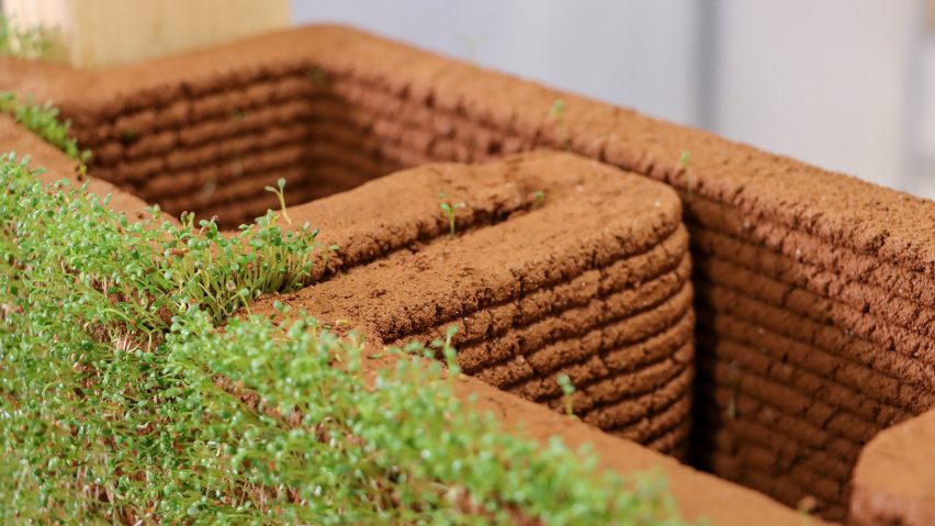 University of Virginia 3D-prints living soil walls that sprout greenery